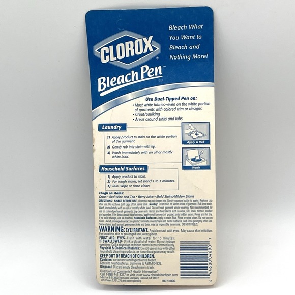 VTG 2002 Clorox Bleach Pen Gel for Whites Dual Tipped 2 oz NOS Sealed Discont. - Picture 6 of 9